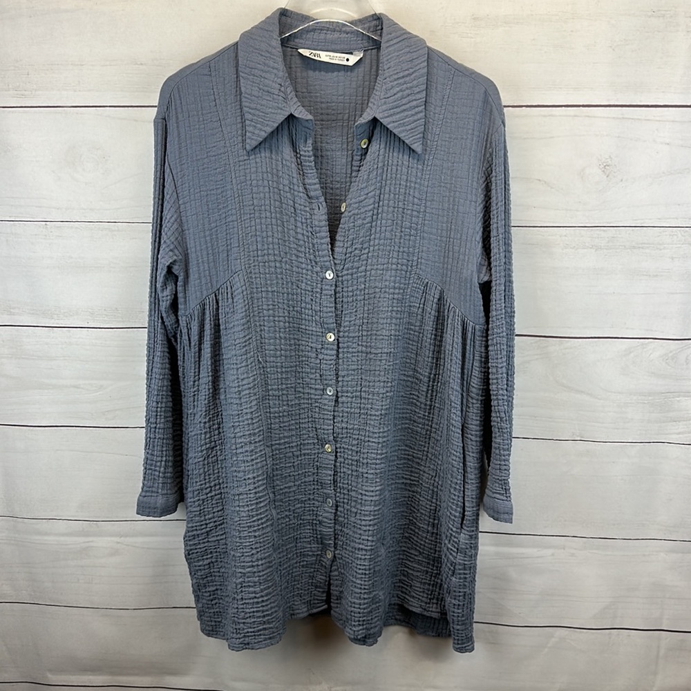 Zara Gray Textured Tunic Top